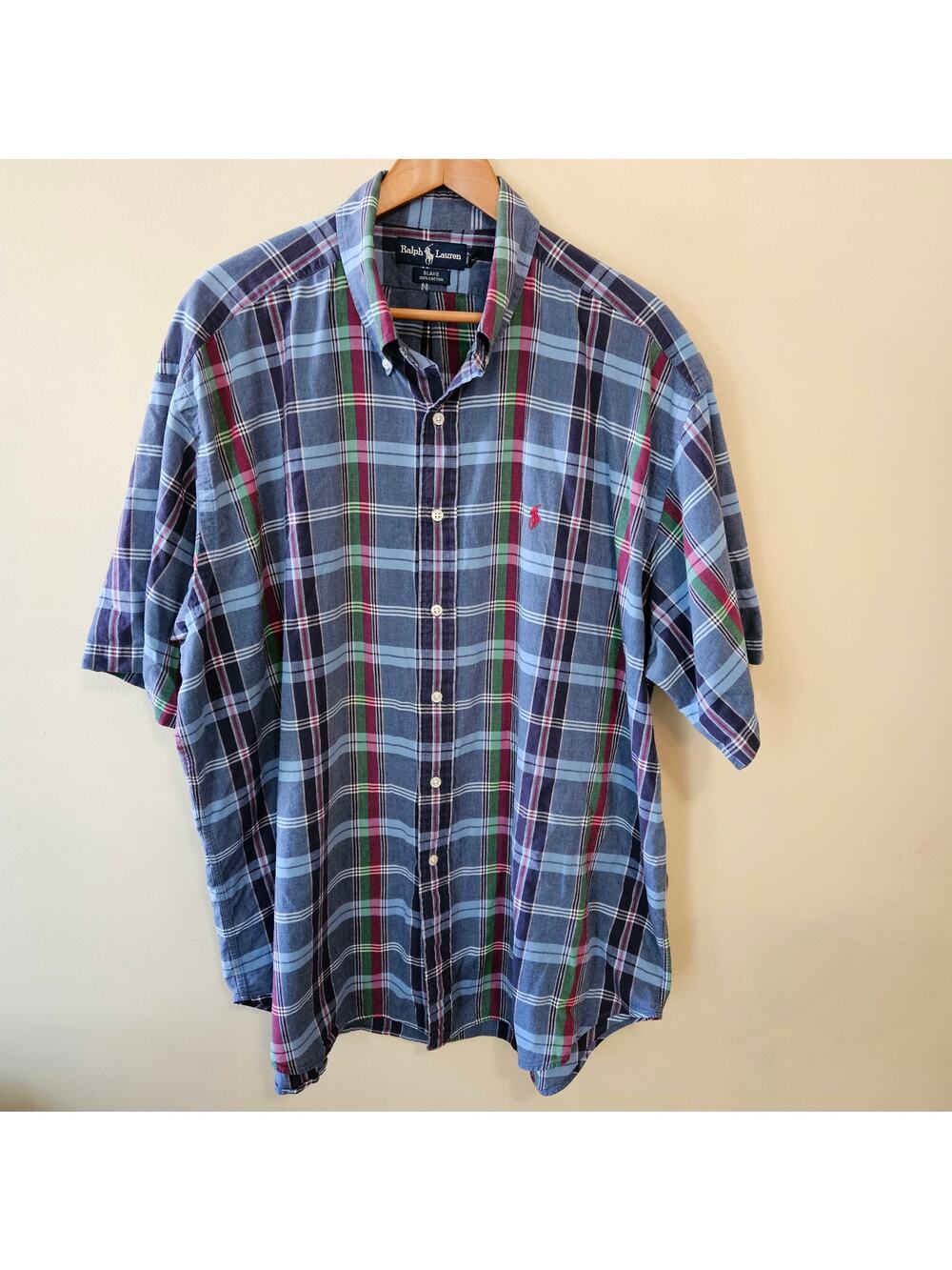 Vintage Polo Ralph Lauren Men's Blake Shirt Size XXL Plaid Cotton Camp Madras
